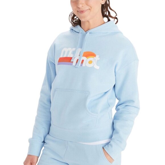 Marmot Women's Size XS Light Blue Oceanside Graphic Print Hoodie Sweatshirt NWT - Picture 5 of 6